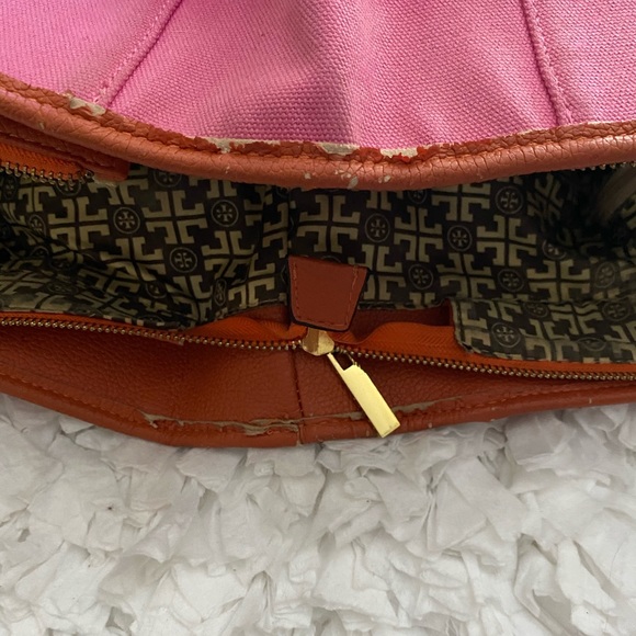 Tory Burch XL Canvas Pink Tote w/Braided Handles - Picture 13 of 14